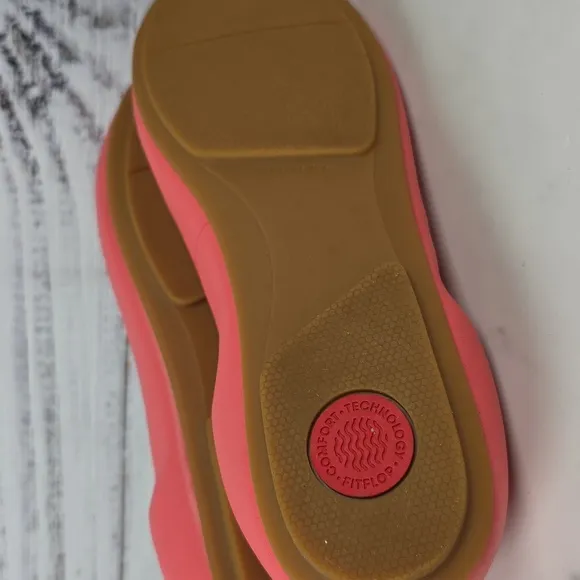 NEW FITFLOP SIZE 9 SHOES ROSY CORAL ALLEGRO BOW LEATHER BALLERINAS FLATS SPRING