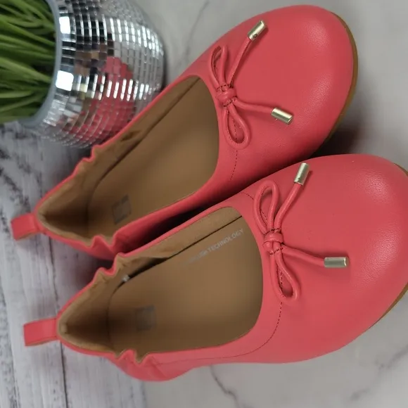 NEW FITFLOP SIZE 9 SHOES ROSY CORAL ALLEGRO BOW LEATHER BALLERINAS FLATS SPRING