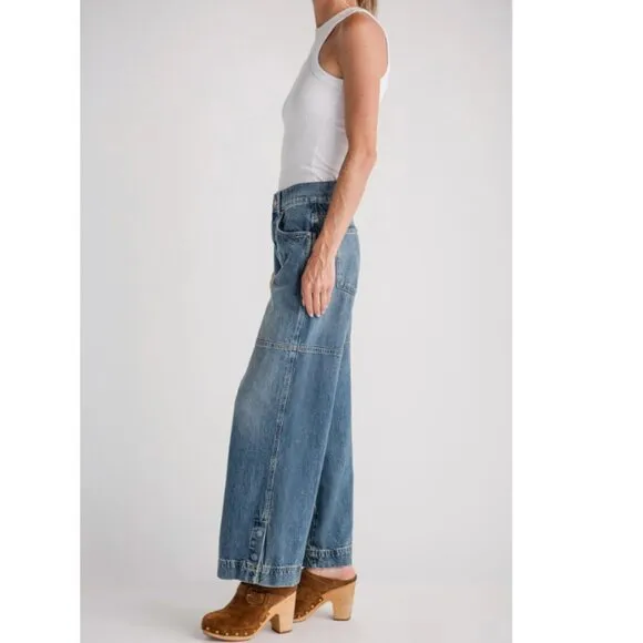 new FREE PEOPLE benji relaxed wide leg jean in salt of the earth 252