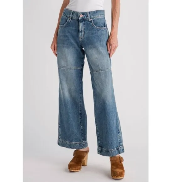 new FREE PEOPLE benji relaxed wide leg jean in salt of the earth 252