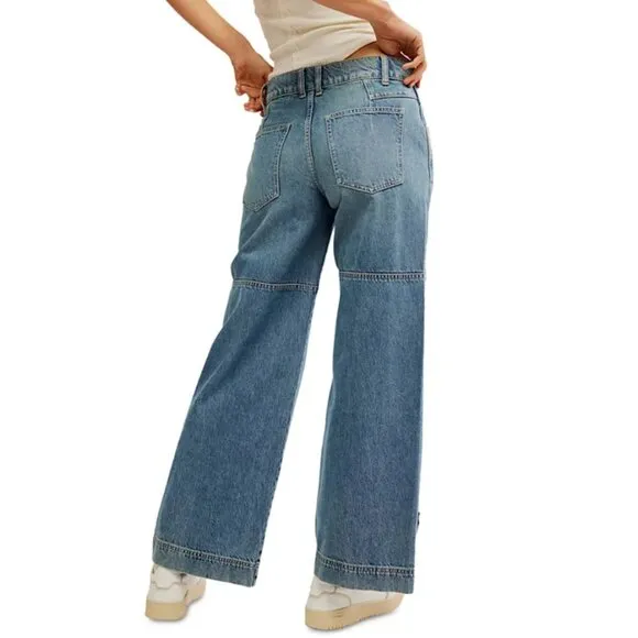 new FREE PEOPLE benji relaxed wide leg jean in salt of the earth 252