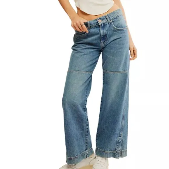 new FREE PEOPLE benji relaxed wide leg jean in salt of the earth 252