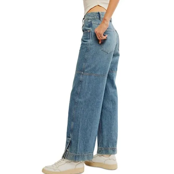 new FREE PEOPLE benji relaxed wide leg jean in salt of the earth 252