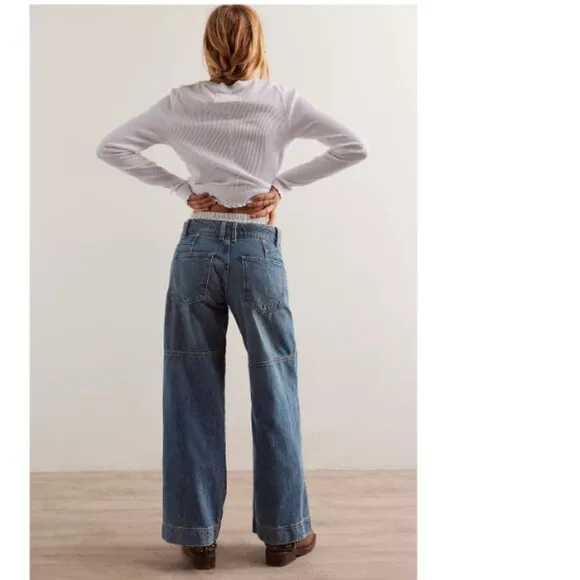new FREE PEOPLE benji relaxed wide leg jean in salt of the earth 252