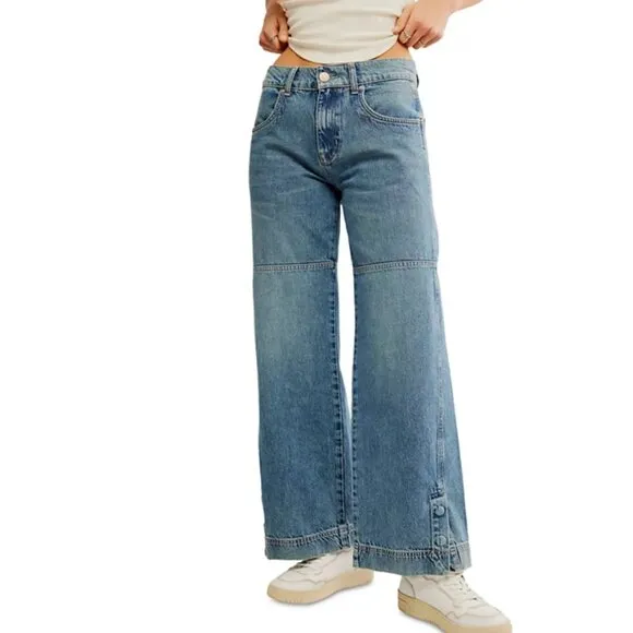 new FREE PEOPLE benji relaxed wide leg jean in salt of the earth 252