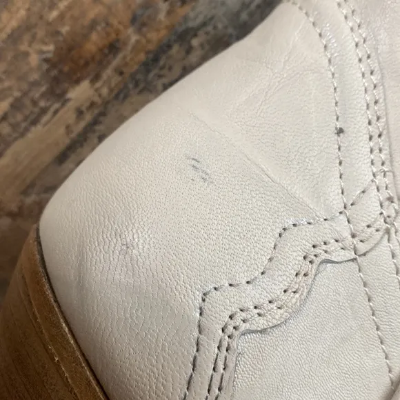 NEW FREE PEOPLE BRAYDEN MID TALL WESTERN BOOTS IN CREME