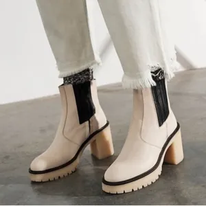 NEW Free people james Chelsea CHUNKY heels boots shoes in bone size 8.5