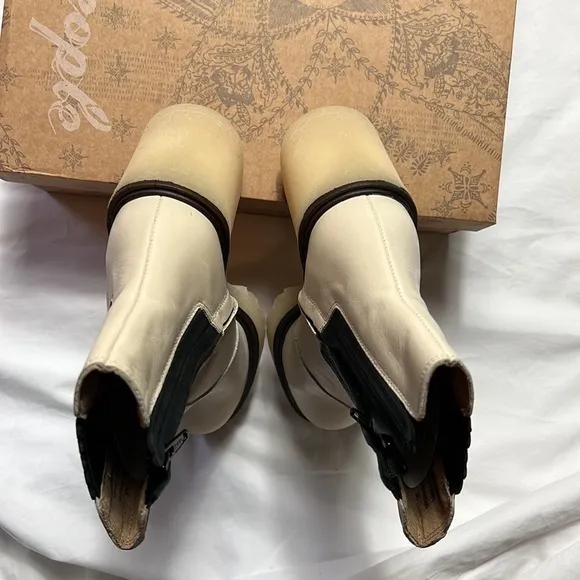 NEW Free people james Chelsea CHUNKY heels boots shoes in bone size 8.5