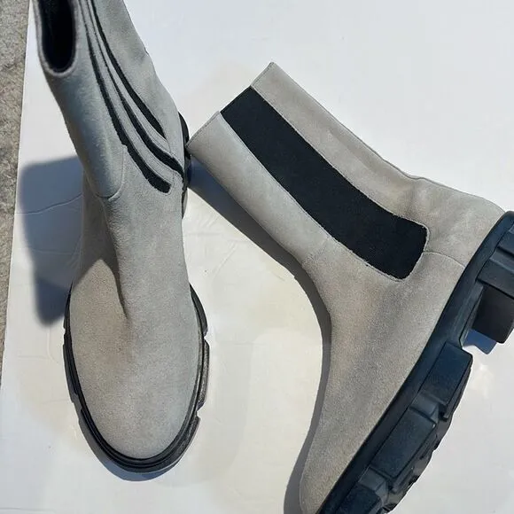 NEW FREE PEOPLE LUG CHELSEA BOOT IN GREY 9.5