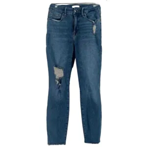 NEW GOOD AMERICAN women's skinny distressed mid rise jeans in blue
