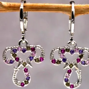 NEW! Gorgeous Cross White Gold Huggie Earrings