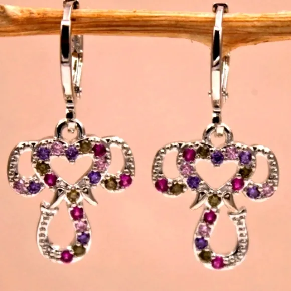 NEW! Gorgeous Cross White Gold Huggie Earrings