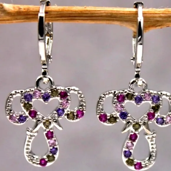 NEW! Gorgeous Cross White Gold Huggie Earrings