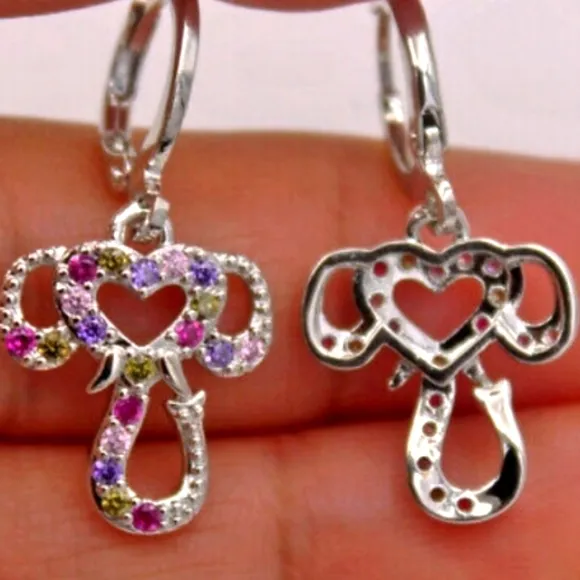 NEW! Gorgeous Cross White Gold Huggie Earrings