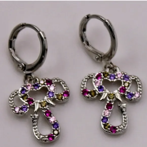 NEW! Gorgeous Cross White Gold Huggie Earrings