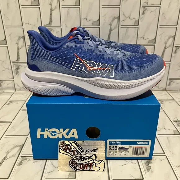New Hoka One Mach 6 Mirage Blue Running Shoes Womens 6.5 B Gym Training Walking