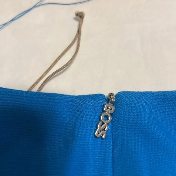 NEW Hugo Boss blue square neck slim fit Stretch sheath dress size 10 $398