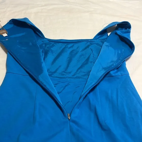 NEW Hugo Boss blue square neck slim fit Stretch sheath dress size 10 $398