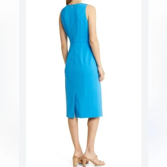 NEW Hugo Boss blue square neck slim fit Stretch sheath dress size 10 $398