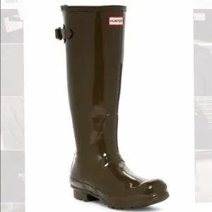 NEW Hunter Original Back Adjustable Gloss Rain Boots Swamp Green EU 36 US 5 UK 3