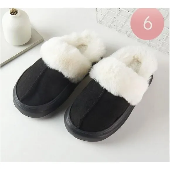 New in Package Black Suede Home Indoor Floor Slippers Sizes Small - Large