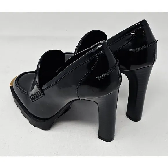 NEW Karl Lagerfeld Paris Virna Black High Heel Patent Leather Shoes Sz‎ 5.5