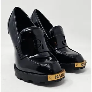 NEW Karl Lagerfeld Paris Virna Black High Heel Patent Leather Shoes Sz‎ 5.5