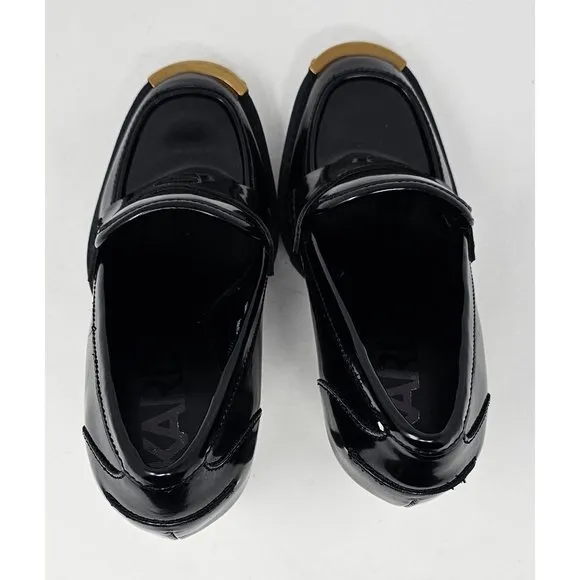 NEW Karl Lagerfeld Paris Virna Black High Heel Patent Leather Shoes Sz‎ 5.5