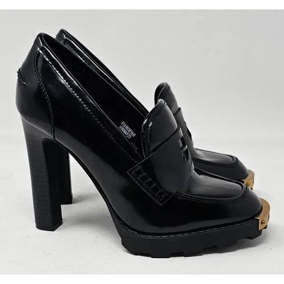 NEW Karl Lagerfeld Paris Virna Black High Heel Patent Leather Shoes Sz‎ 5.5