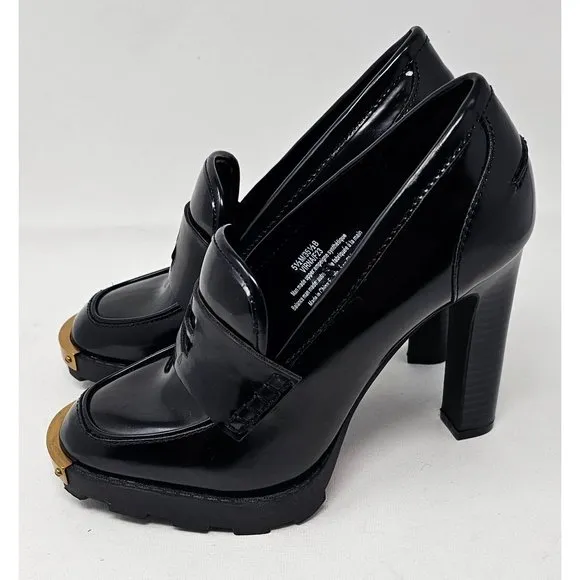 NEW Karl Lagerfeld Paris Virna Black High Heel Patent Leather Shoes Sz‎ 5.5