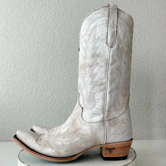 NEW Lane LEXINGTON Women Cowboy Boots 10 White Western Cowgirl 13&quot; Mid Calf Tall