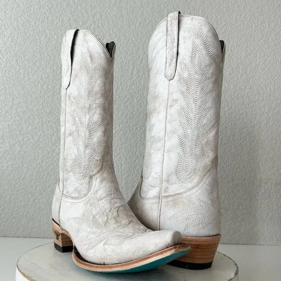 NEW Lane LEXINGTON Women Cowboy Boots 10 White Western Cowgirl 13&quot; Mid Calf Tall