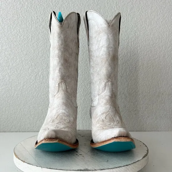 NEW Lane LEXINGTON Women Cowboy Boots 10 White Western Cowgirl 13&quot; Mid Calf Tall