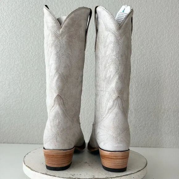 NEW Lane LEXINGTON Women Cowboy Boots 10 White Western Cowgirl 13&quot; Mid Calf Tall