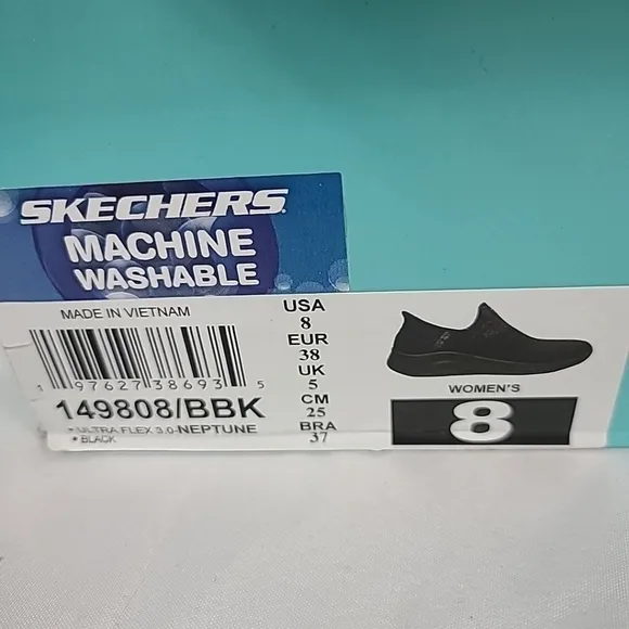 NEW Martha Stewart x Skechers Neptune Slip-ins Ultra Flex Shoes Black Sz 8 NIB