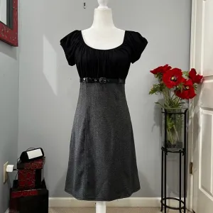 NEW Max Studio Tailored Smocked Ruched Empire Waist Belted Knee Suit Dress S NWT