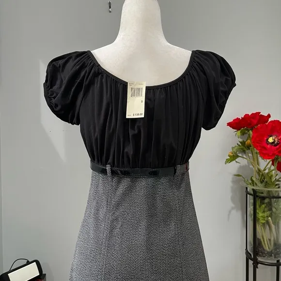 NEW Max Studio Tailored Smocked Ruched Empire Waist Belted Knee Suit Dress S NWT