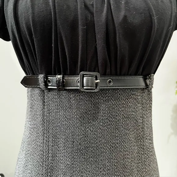NEW Max Studio Tailored Smocked Ruched Empire Waist Belted Knee Suit Dress S NWT