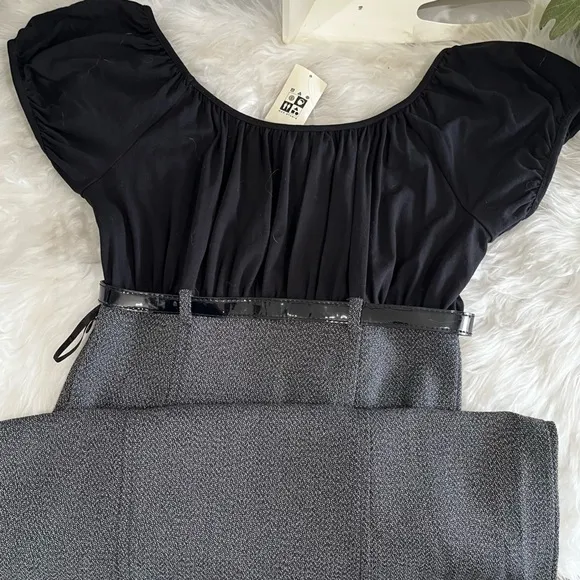 NEW Max Studio Tailored Smocked Ruched Empire Waist Belted Knee Suit Dress S NWT