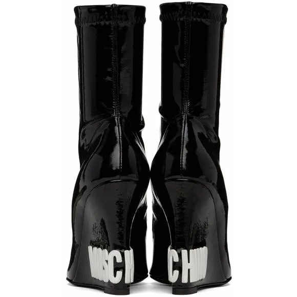 NEW MOSCHINO women's wedge ankle boots in black