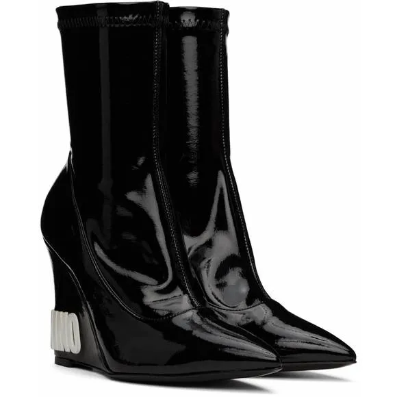 NEW MOSCHINO women's wedge ankle boots in black