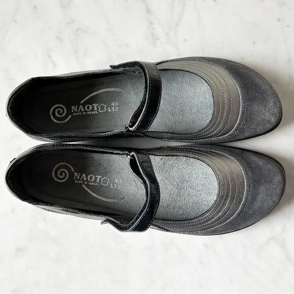 New Naot Kirei Grey Suede Leather Mary Jane Shoes - Women's US 10.5 Retail $195