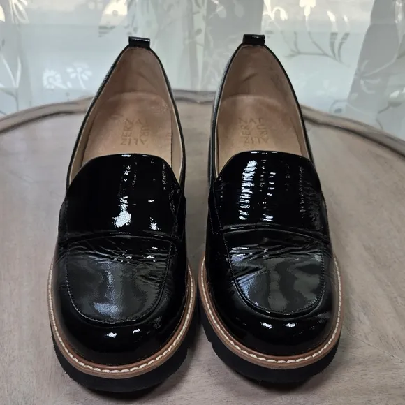 NEW! Naturalizer Black Patent Leather Chunky Loafers Size 7, Naturalizer Loafers
