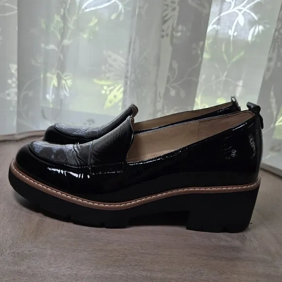 NEW! Naturalizer Black Patent Leather Chunky Loafers Size 7, Naturalizer Loafers
