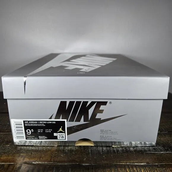 NEW Nike Air Jordan 1 Retro Low OG Mens Size 9.5 Metallic Silver Grey CZ0790-002