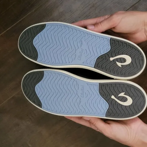 NEW OluKai Mahiki Slippers Womens 9 Black Indoor Outdoor Sneaker Cozy Comfort