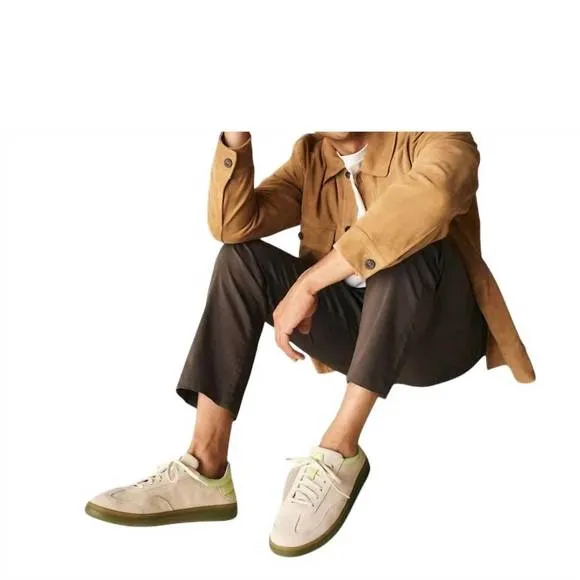 NEW OLUKAI men's punini suede sneakers in bone/sprout