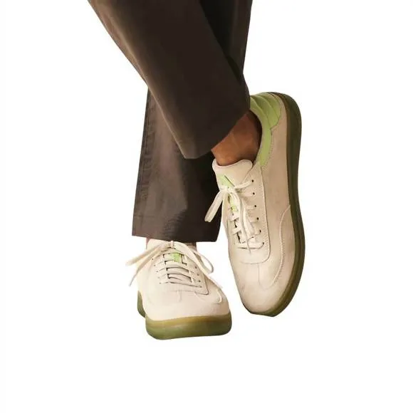 NEW OLUKAI men's punini suede sneakers in bone/sprout