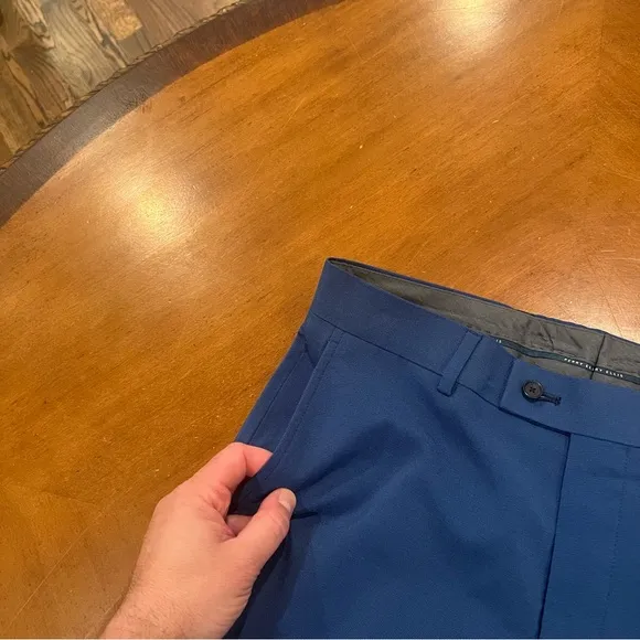 NEW Perry Ellis Portfolio Men’s Payson Slim Fit Flat Front Dress Pant Blue 32x32