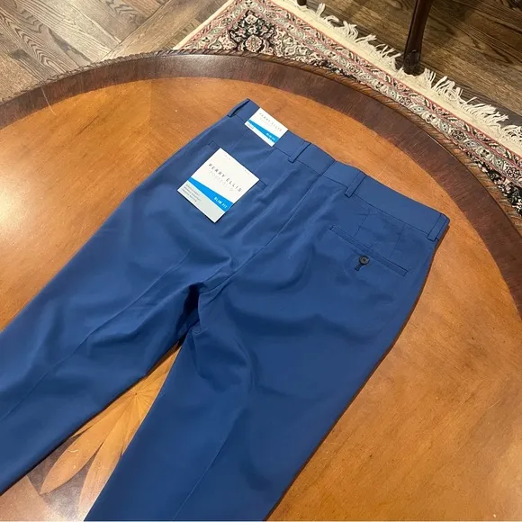 NEW Perry Ellis Portfolio Men’s Payson Slim Fit Flat Front Dress Pant Blue 32x32